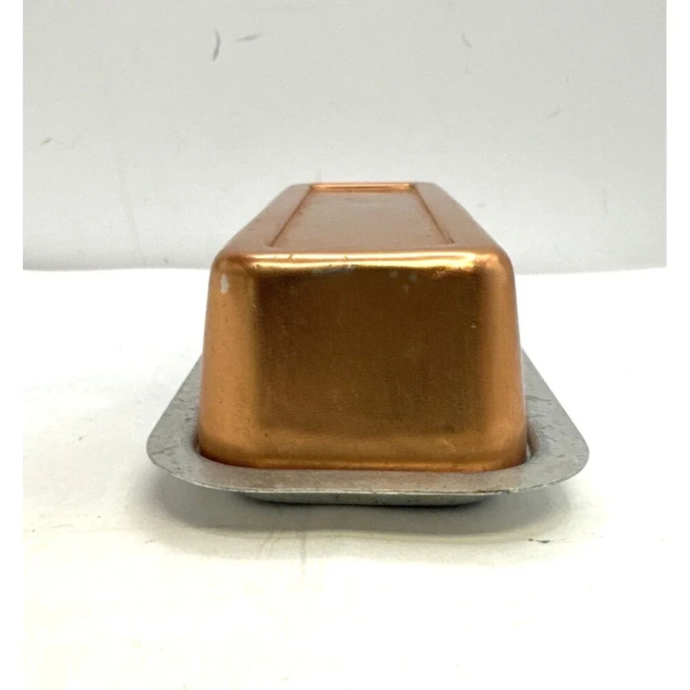 Vintage Copper Covered Butter Dish tin bottom